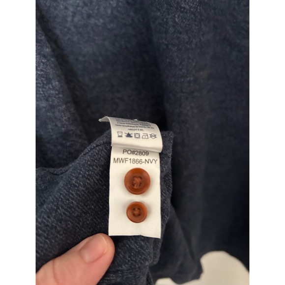 Faherty alpine knit Men Navy Blue Organic Cotton Movement Flannel Shirt L - Picture 4 of 6